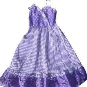 Sundress Purple and White Polka Dot Smocked